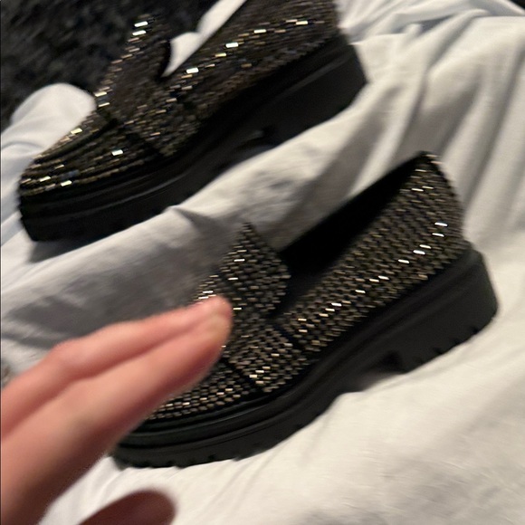 Michael Kors Parker Lug Loafer Studded Black Loafers Scuba Hot Fix Stones 7 - Picture 8 of 11